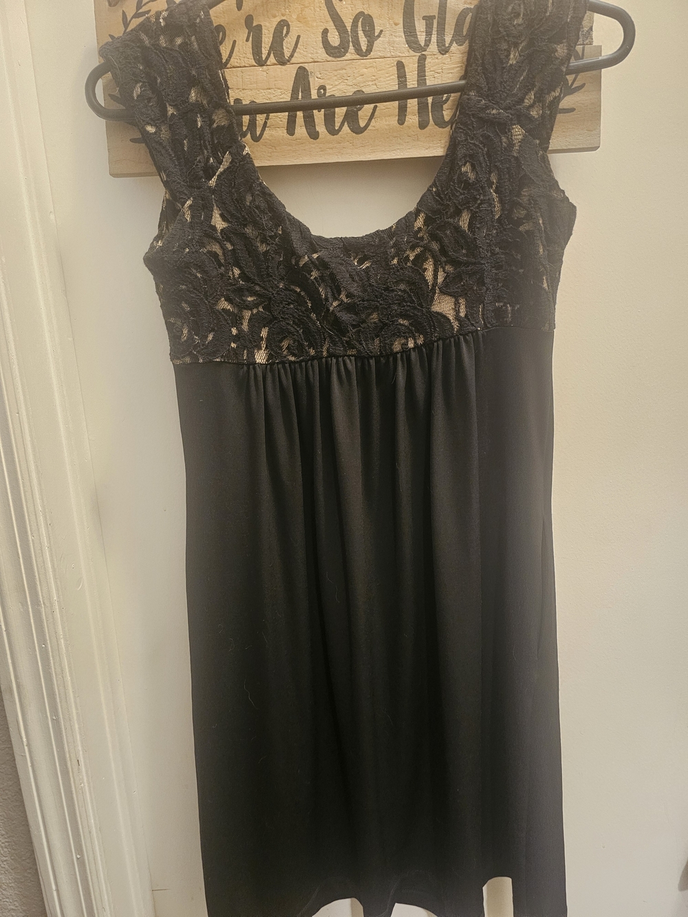 Boston Proper Black Lace-Trim Midi Dress